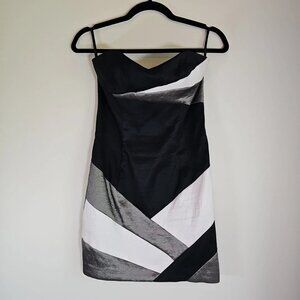 Jessica McClintock MultiColor Back Zip Closure Strapless Mini Dress-Size: 4